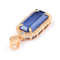 3.58 Ct Octagon Step Cut Natural Sapphire 14K Gold Pendant