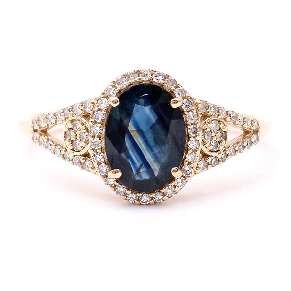 1.54 Ct Oval Natural Sapphire 14K Gold Ring