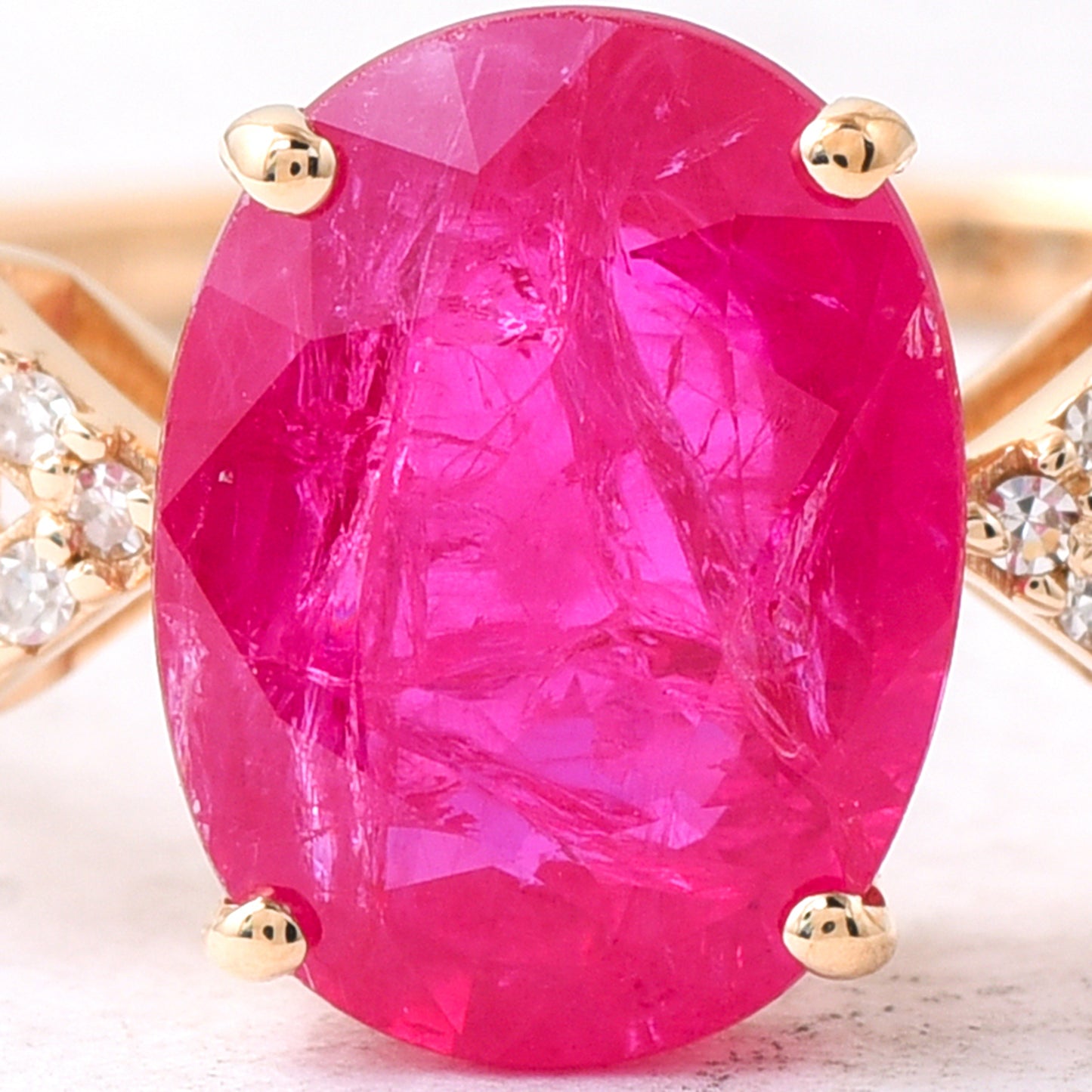 2.47 Ct Oval Mixed Cut Natural Ruby 14K Gold Ring