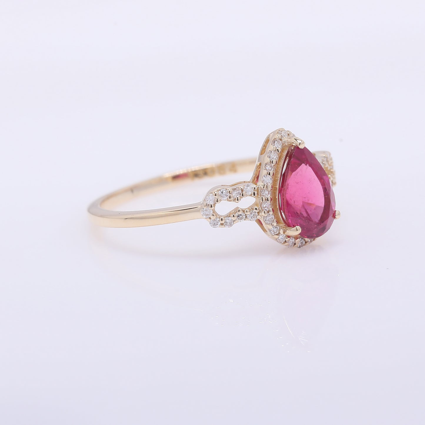 1.02 Ct Pear Mixed Cut Natural Pink Tourmaline 14K Gold Ring