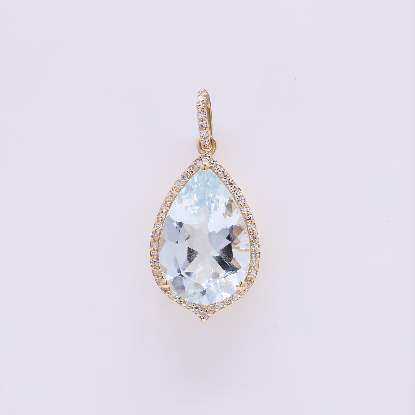 4.72 Ct Pear Mixed Cut Natural Aquamarine 14K Gold Pendant