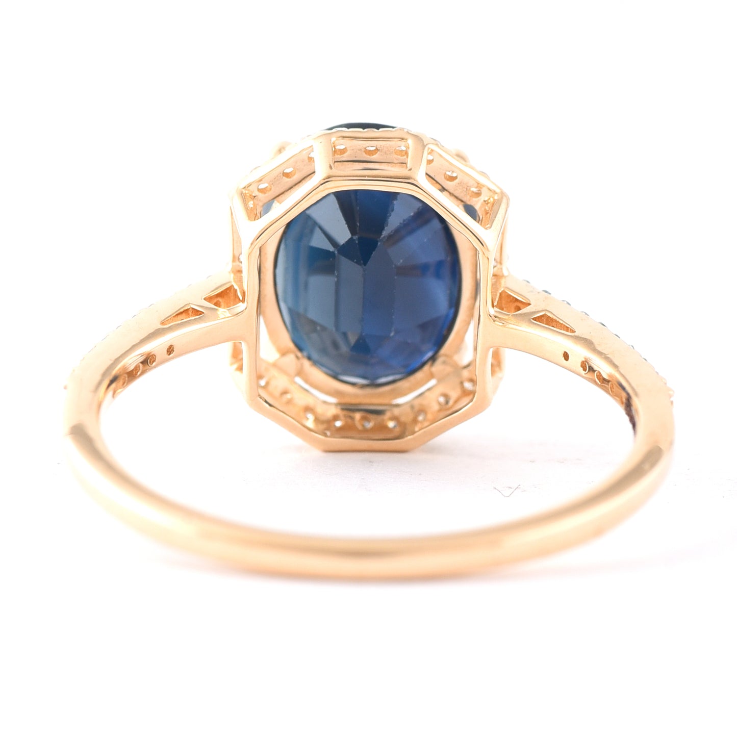 3.65 Ct Oval Mixed Cut Natural Sapphire 14K Gold Ring