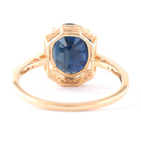 3.65 Ct Oval Mixed Cut Natural Sapphire 14K Gold Ring