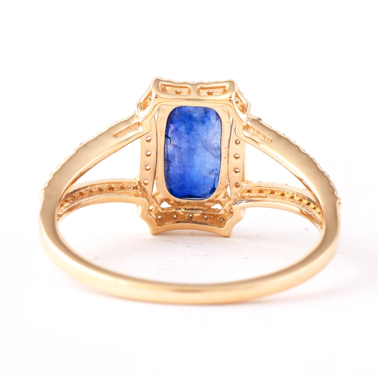 1.66 Ct Cushion Mixed Cut Natural Sapphire 14K Gold Ring
