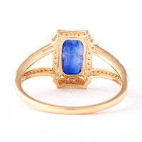 1.66 Ct Cushion Mixed Cut Natural Sapphire 14K Gold Ring