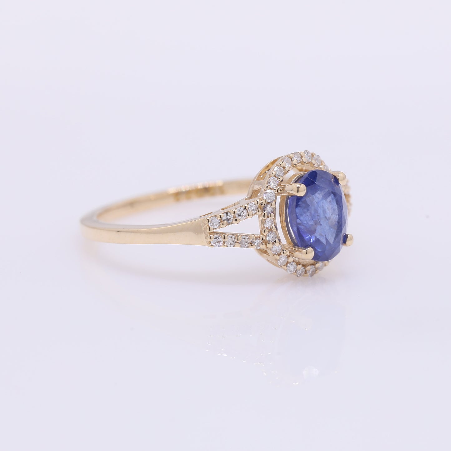 1.52 Ct Oval Mixed Cut Natural Sapphire 14K Gold Ring