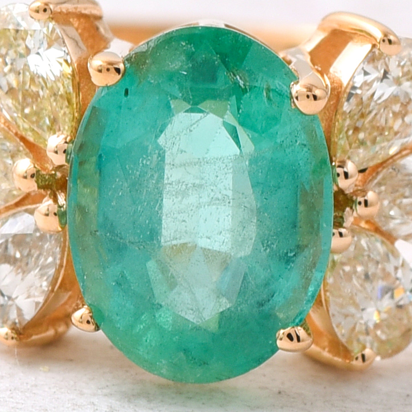 1.55 Ct Oval Mixed Cut Natural Emerald 14K Gold Ring