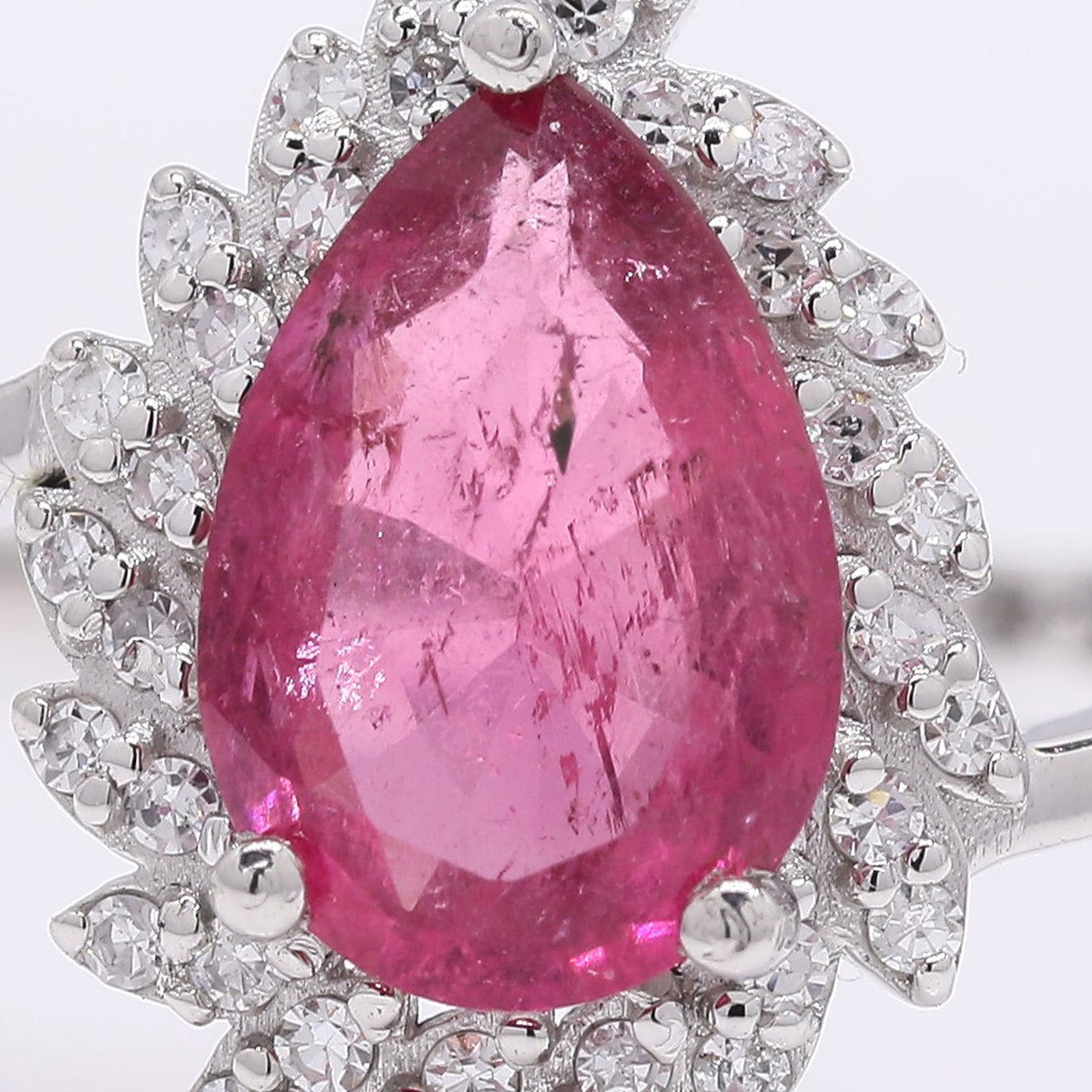 1.13 Ct Pear Mixed Cut Natural Pink Tourmaline 950 Platinum Ring