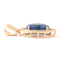 2.70 Ct Oval Mixed Cut Natural Sapphire 14K Gold Pendant