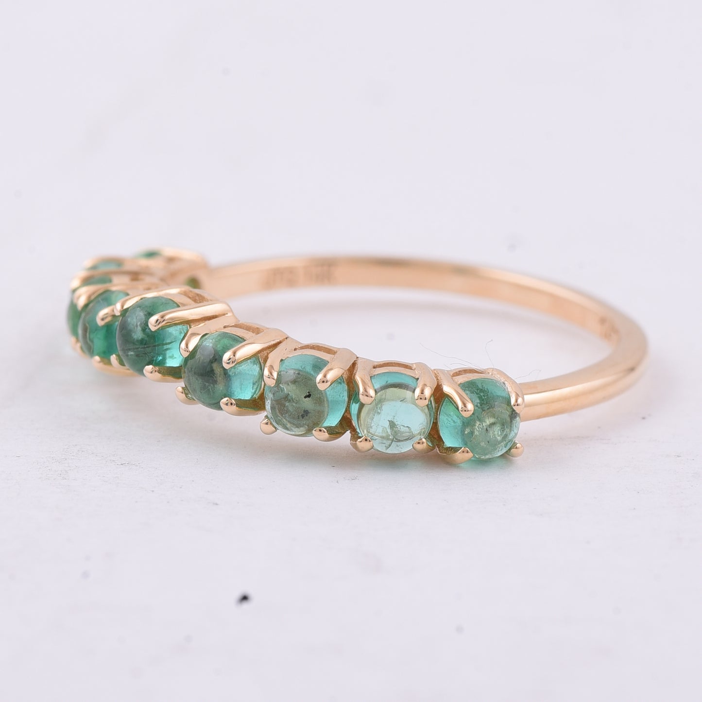 1.18 Ct Round Cabochon Cut Natural Emerald 14K Gold Ring