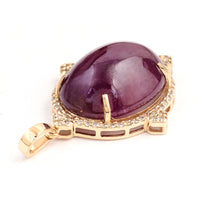 13.42 Ct Oval Cabochon Natural Corundum Ruby 14K Gold Pendant
