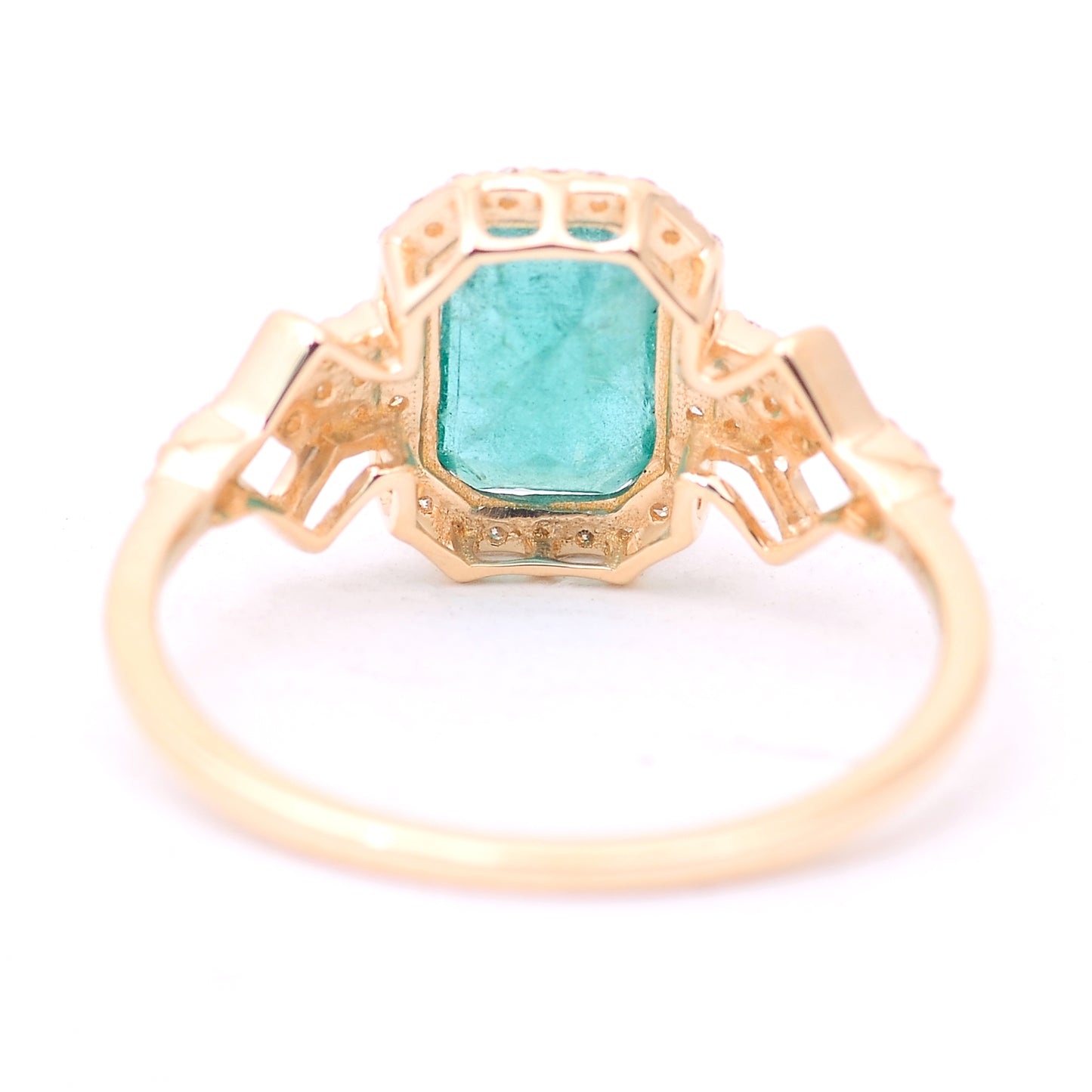 1.68 Ct Octagon Step Cut Natural Emerald 14K Gold Ring
