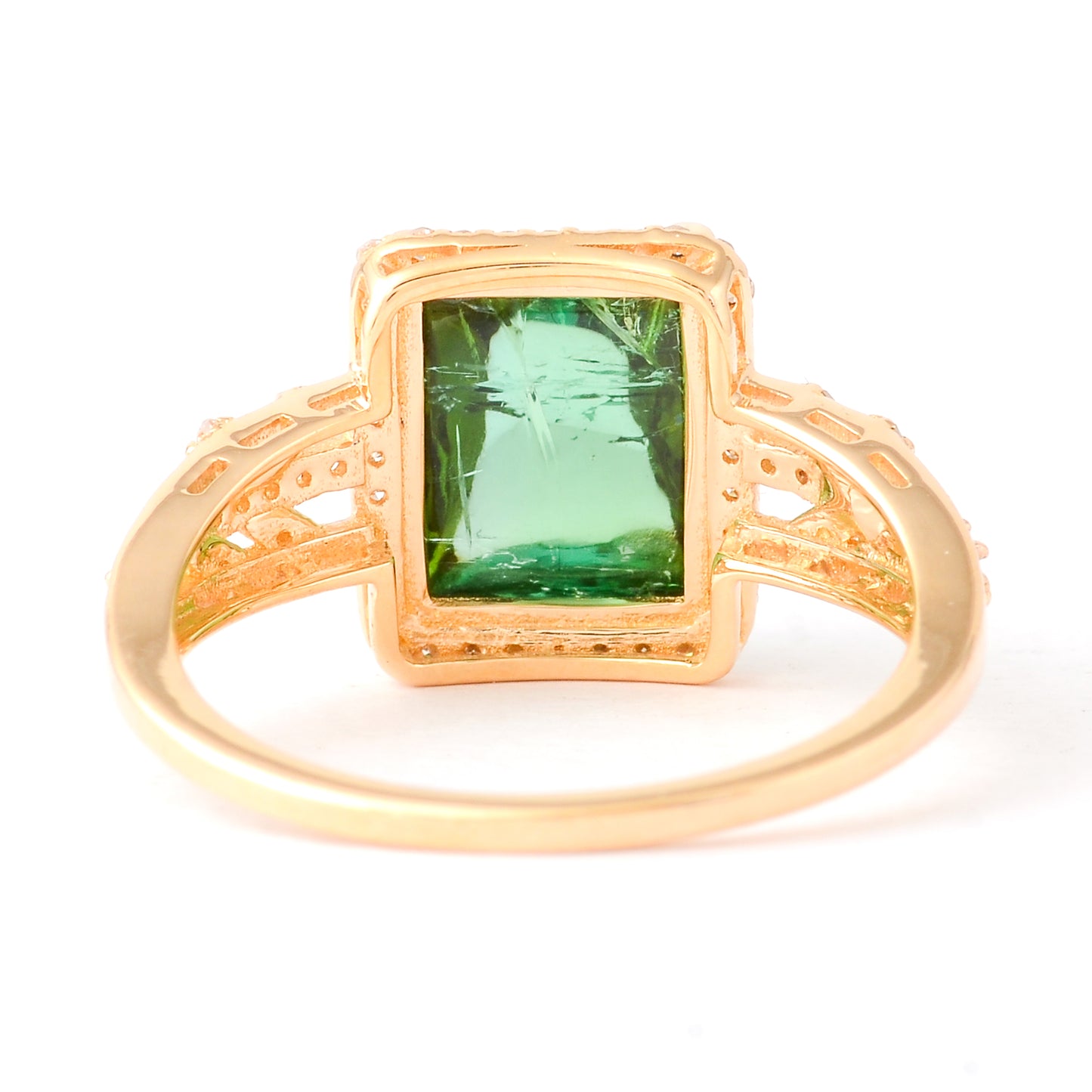 4.31 Ct Cushion Cabochon Cut Natural Tourmaline 14K Gold Ring
