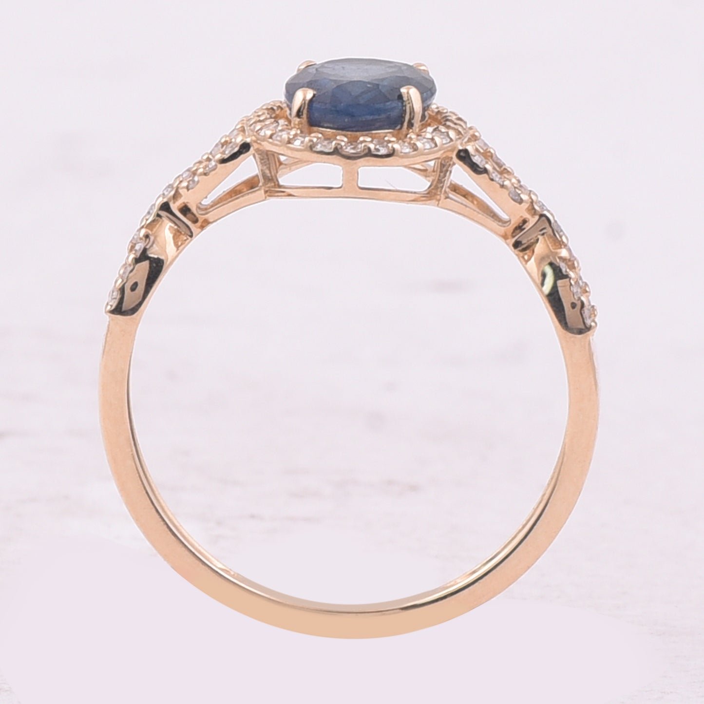 1.71 Ct Oval Mixed Cut Natural Sapphire 14K Gold Ring