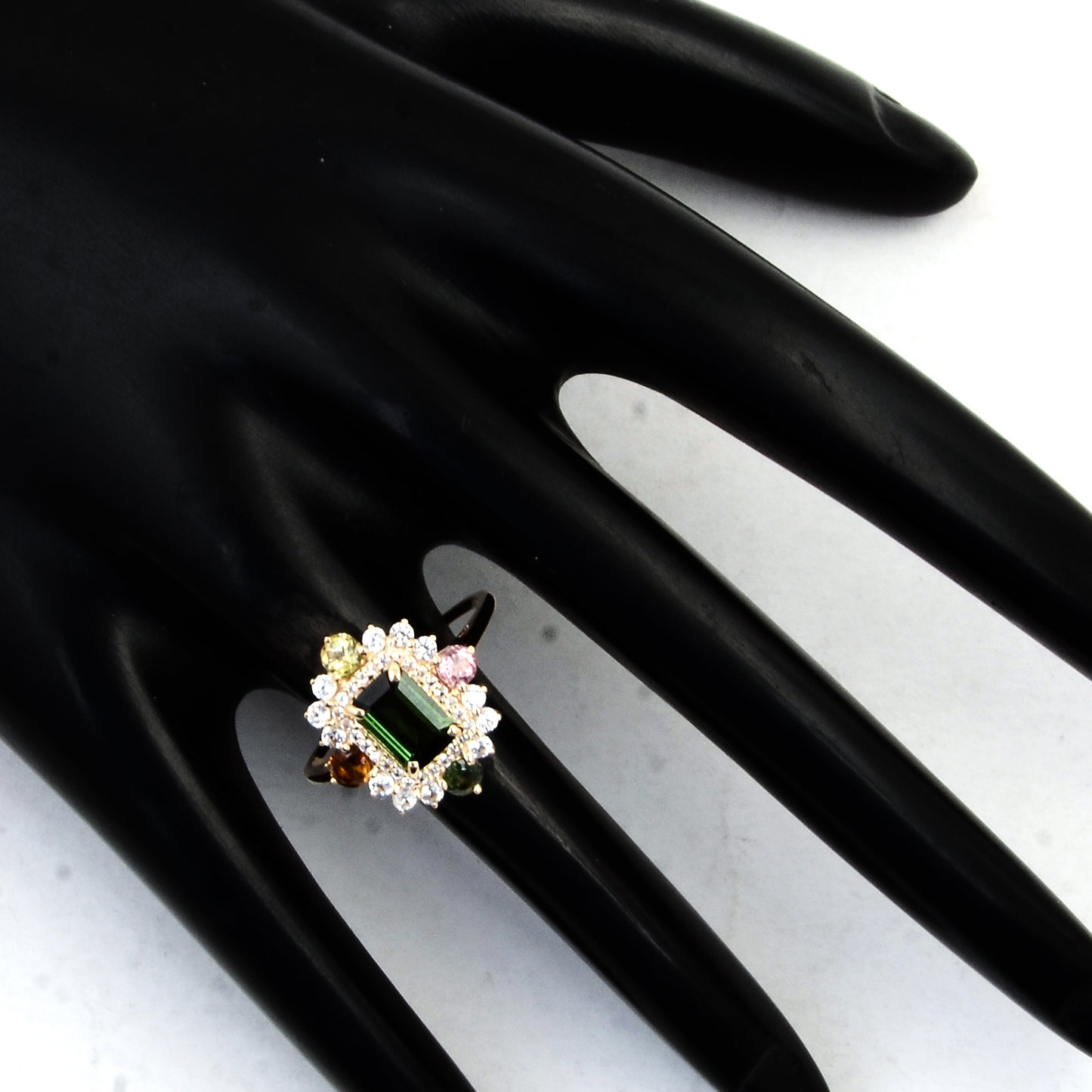2.08 Ct Octagon Multi Tourmaline 14K Gold Ring