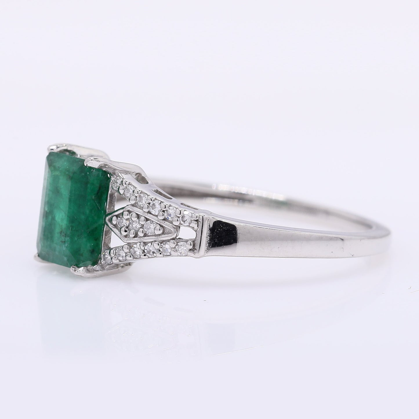 1.22 Ct Octagon Step Cut Natural Emerald 950 Platinum Ring