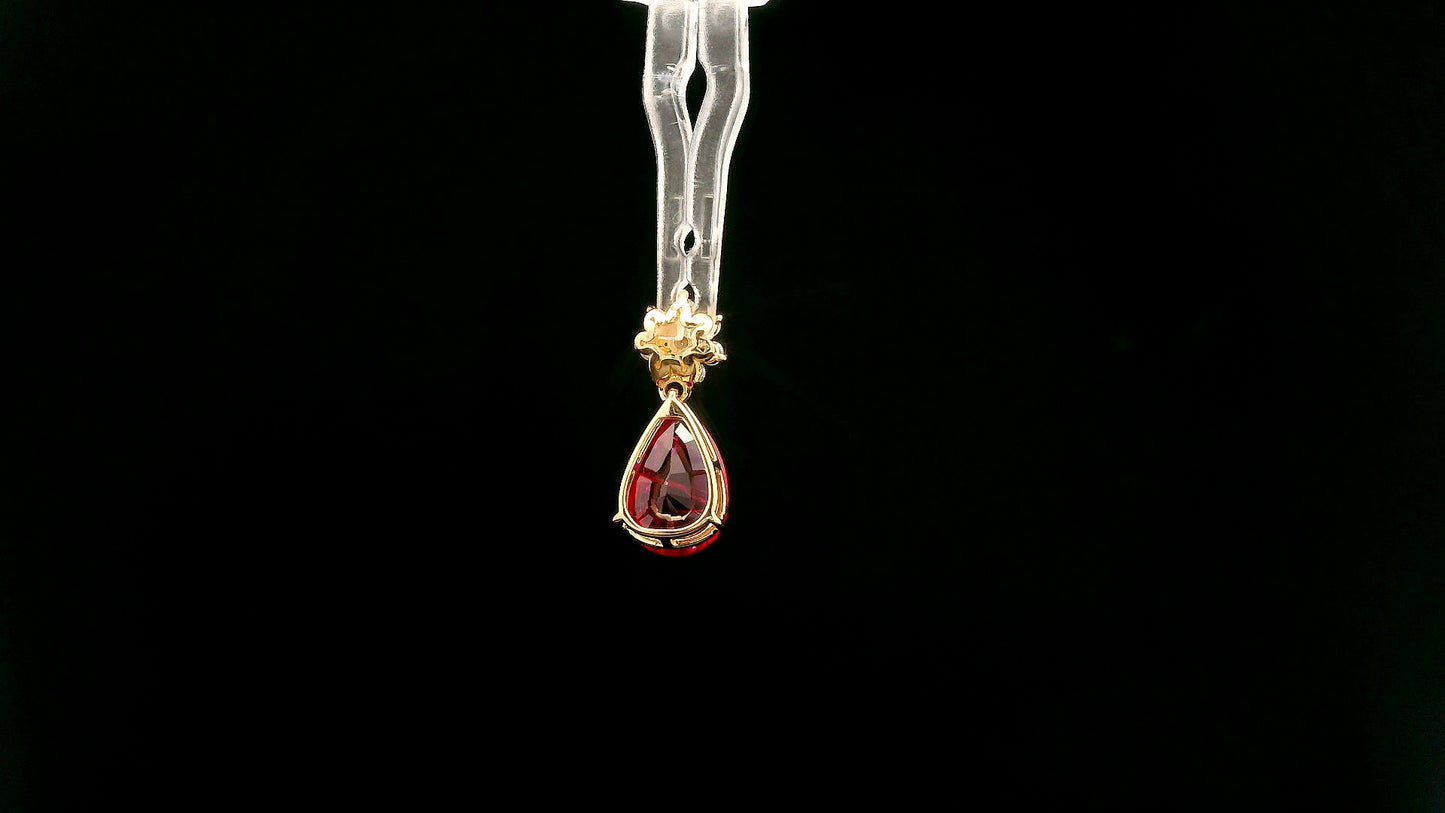 2.04 Ct Pear Lab Grown Ruby 14K Gold Pendant
