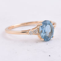 1.23 Ct Oval Natural Aquamarine 14K Gold Ring