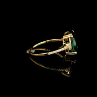 3.26 Ct Oval Mixed Cut Lab Grown Emerald 14K Gold Ring