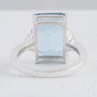 8.00 Ct Octagon Blue Topaz 925 Sterling Silver Ring