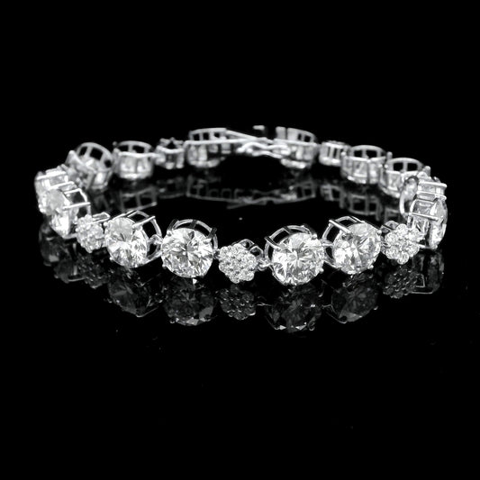 22.48 Ct Round Lab Grown Diamond 14K Gold Bracelet