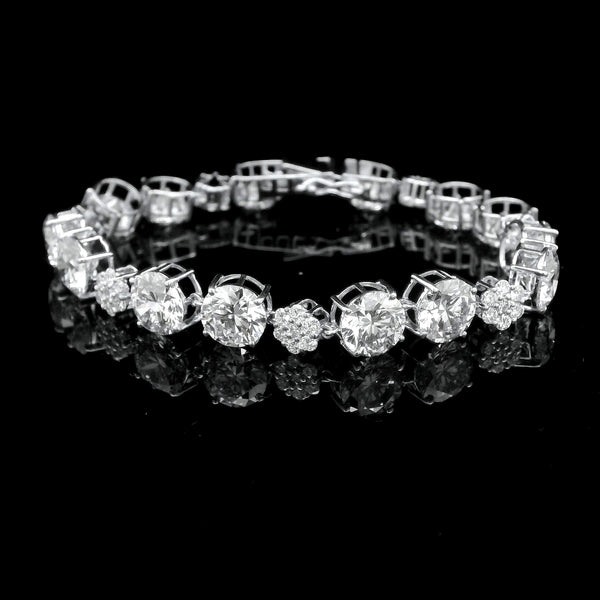 22.48 Ct Round Lab Grown Diamond 14K Gold Bracelet
