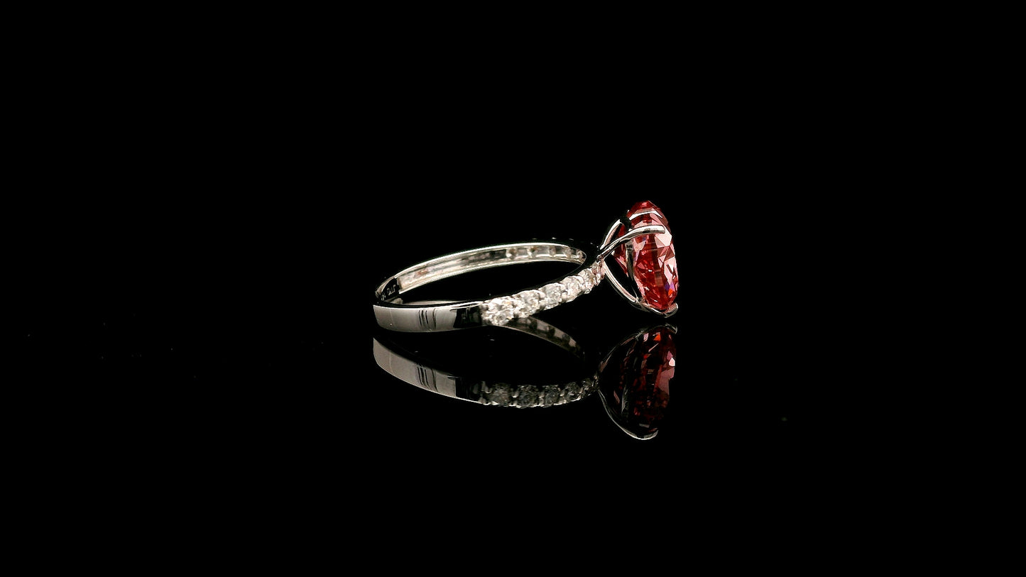 3.36 Carats Pink Lab Grown Diamond 14K Gold Ring