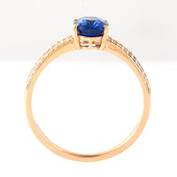 1.33 Ct Oval Mixed Cut Natural Sapphire 14K Gold Ring