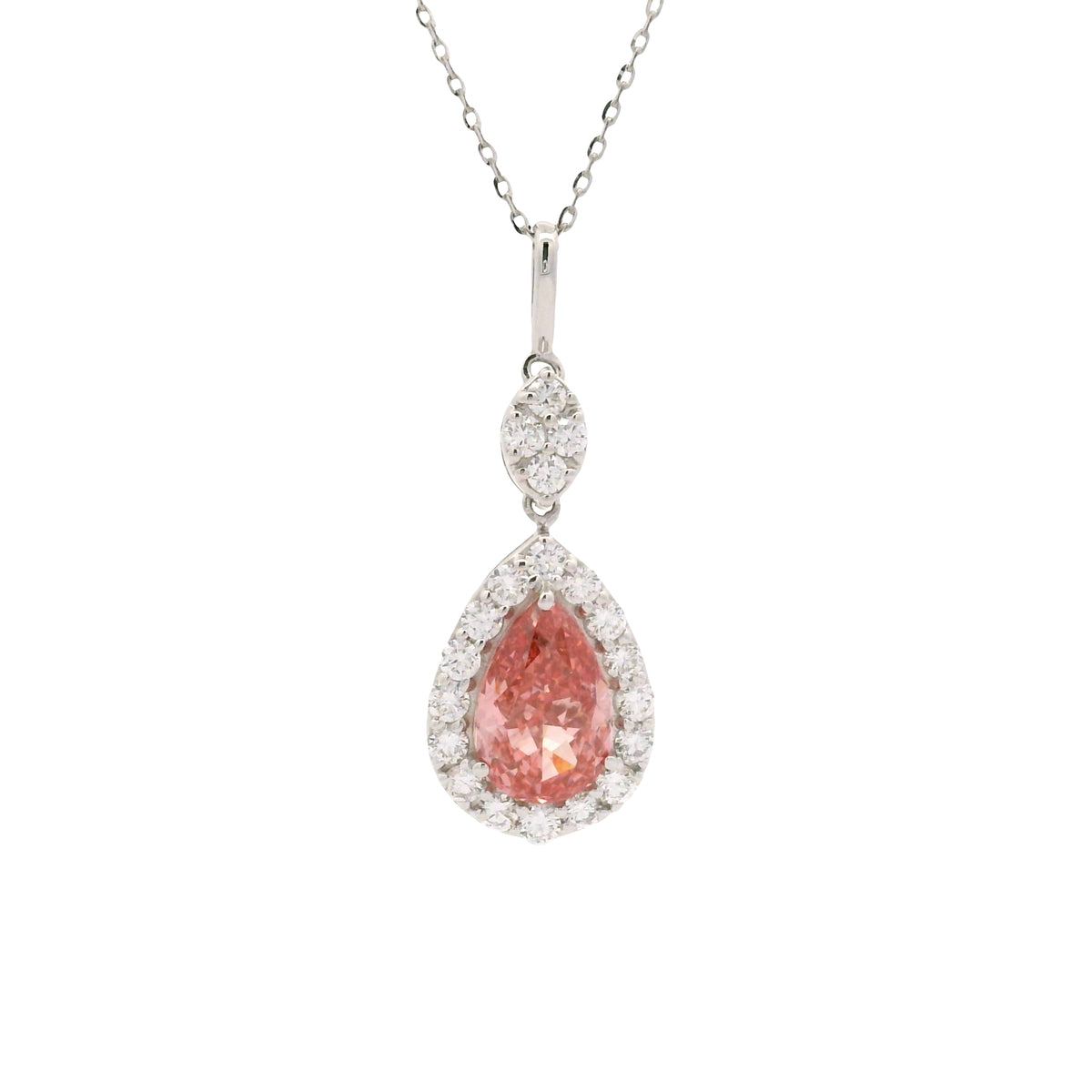 2.03 Carats Pink Lab Grown Diamond 14K Gold Pendant