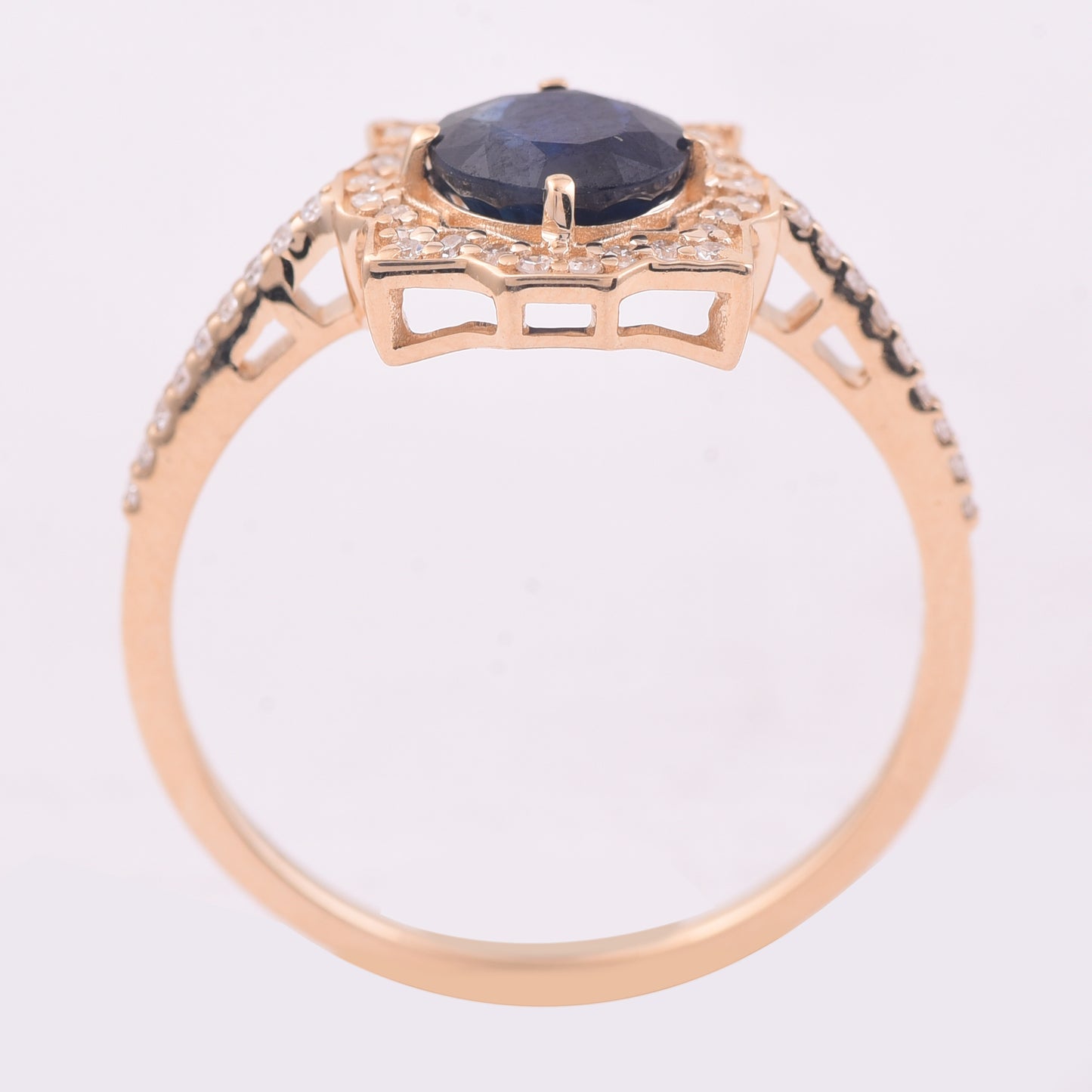 1.14 Ct Round Mixed Cut Natural Sapphire 14K Gold Ring