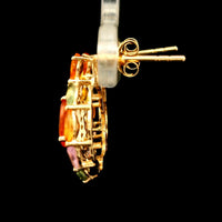 2.98 Ct Pear Multi Sapphire 14K Gold Earrings