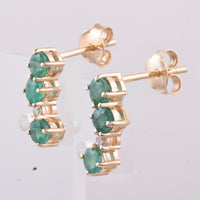 0.90 Ct Round Natural Emerald 14K Gold Earrings