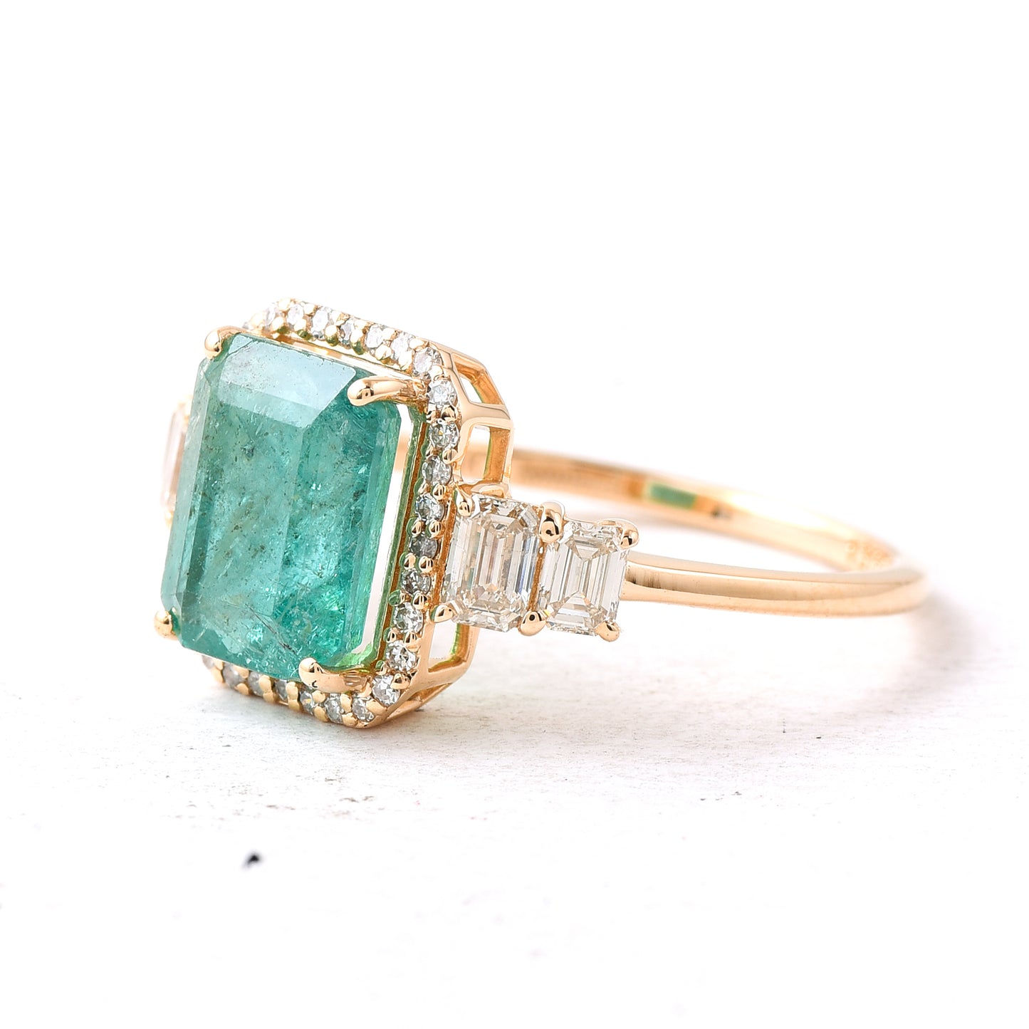 3.06 Ct Octagon Emerald 14K Gold Ring