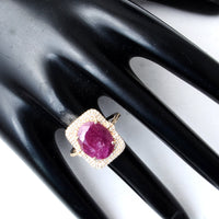 6.98 Ct Oval Mixed Cut Natural Corundum Ruby 14K Gold Ring