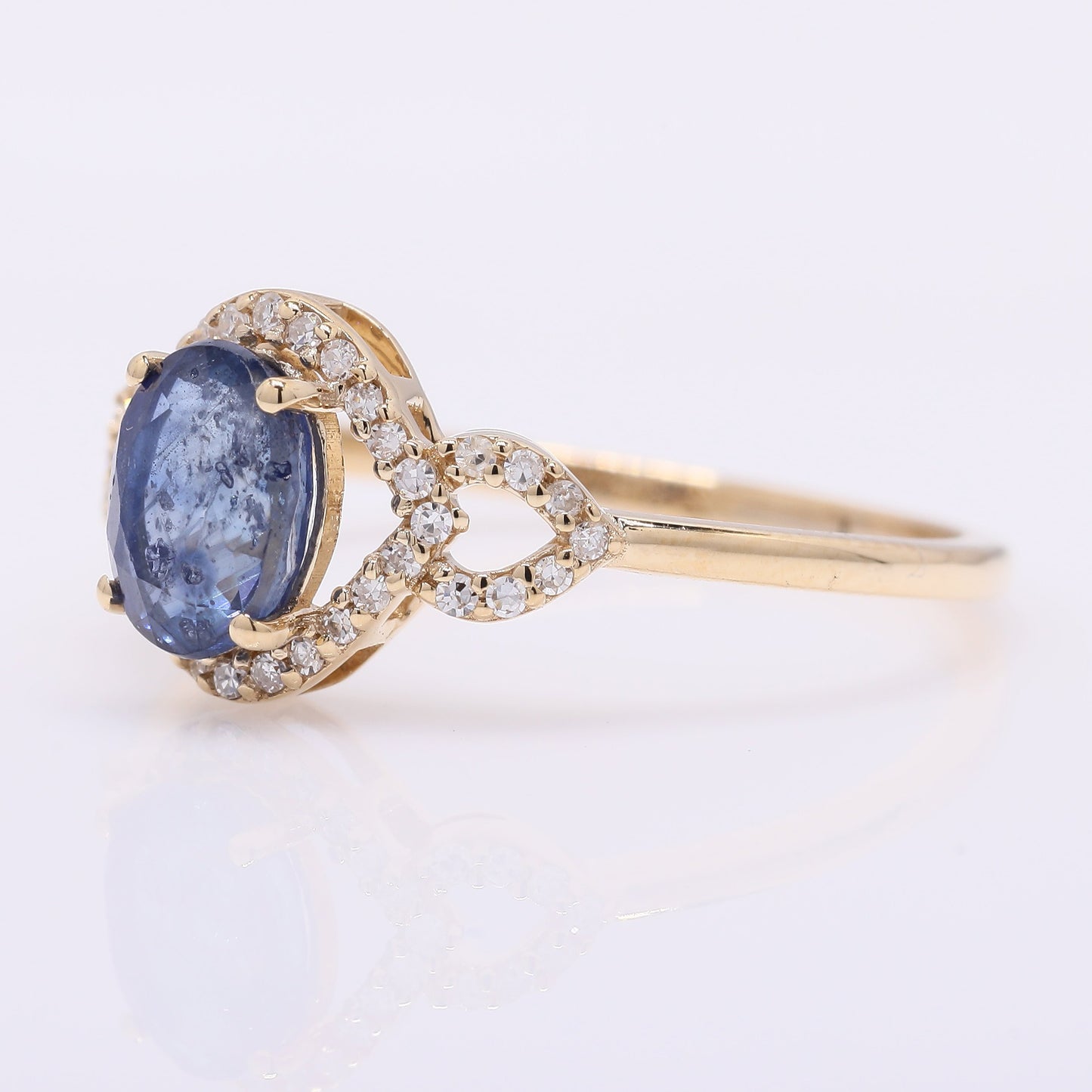 1.38 Ct Oval Mixed Cut Natural Sapphire 14K Gold Ring