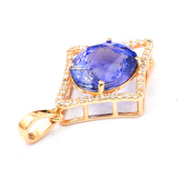 3.55 Ct Oval Mixed Cut Natural Tanzanite 14K Gold Pendant