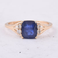 1.69 Ct Cushion Natural Sapphire 14K Gold Ring
