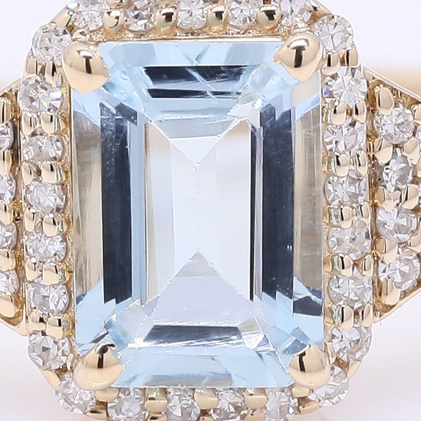 0.98 Ct Octagon Step Cut Natural Aquamarine 14K Gold Ring
