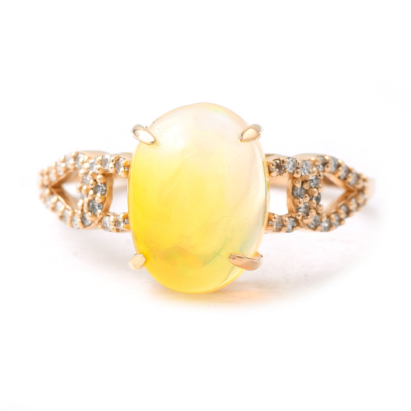 1.74 Ct Oval Cabochon Cut Natural Opal 14K Gold Ring