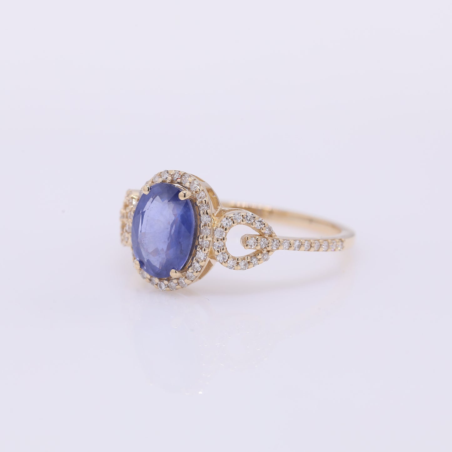 1.88 Ct Oval Mixed Cut Natural Sapphire 14K Gold Ring