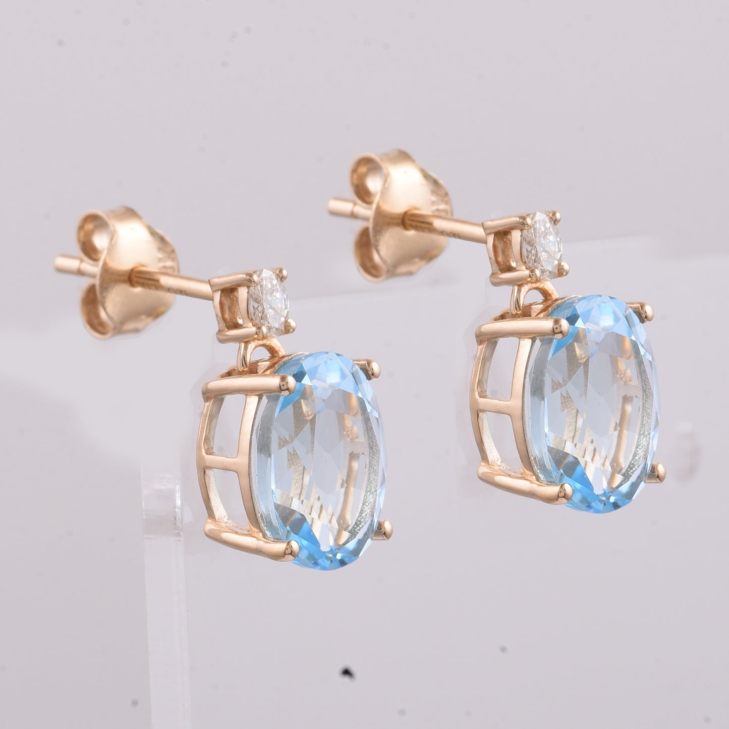 5.00 Ct Oval Natural Topaz 14K Gold Earrings