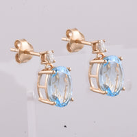 5.00 Ct Oval Natural Topaz 14K Gold Earrings
