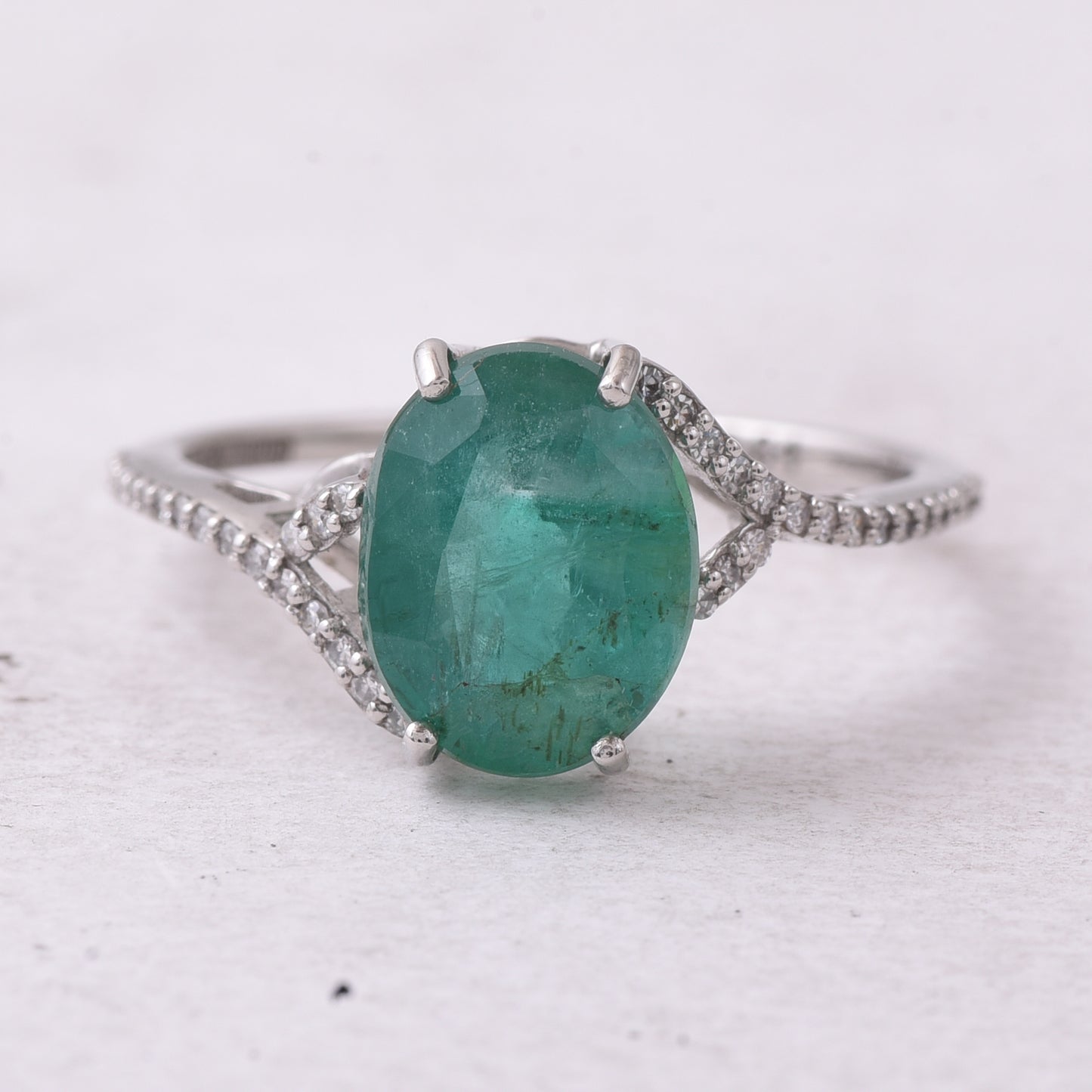 2.72 Ct Oval Mixed Cut Natural Emerald 950 Platinum Ring