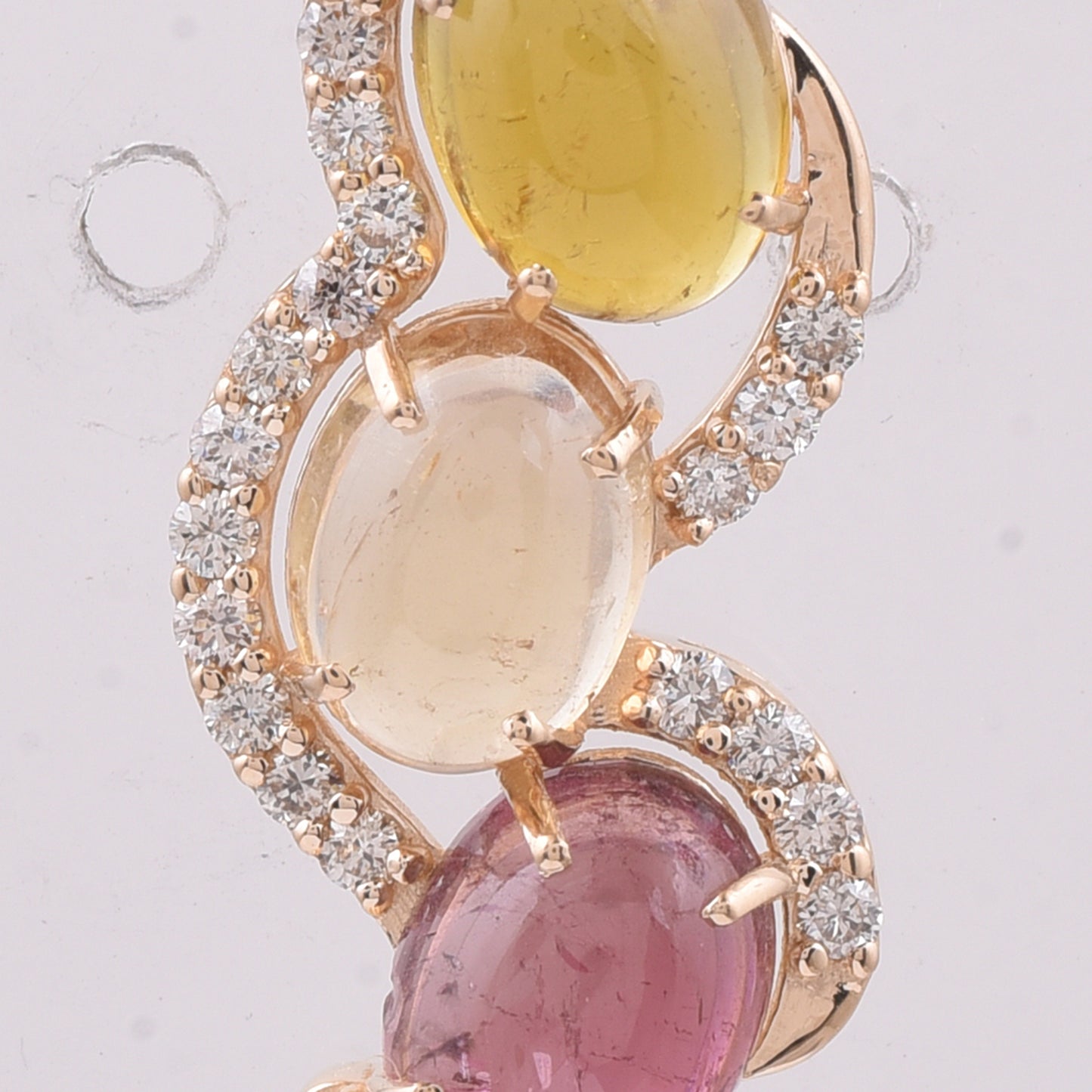 4.44 Ct Oval Cabochon Cut Natural Multi-Coloured Tourmaline 14K Gold Pendant