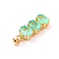 2.59 Ct Oval Mixed Cut Natural Emerald 14K Gold Pendant