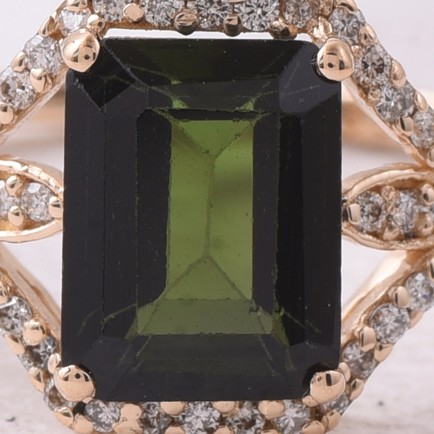 1.85 Ct Octagon Step Cut Natural Tourmaline 14K Gold Ring