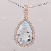 5.49 Ct Pear Aquamarine 9K Gold Pendant