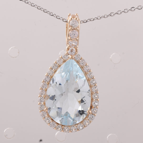 5.49 Ct Pear Aquamarine 9K Gold Pendant