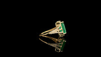 3.06 Ct Octagon Natural Emerald 14K Gold Ring