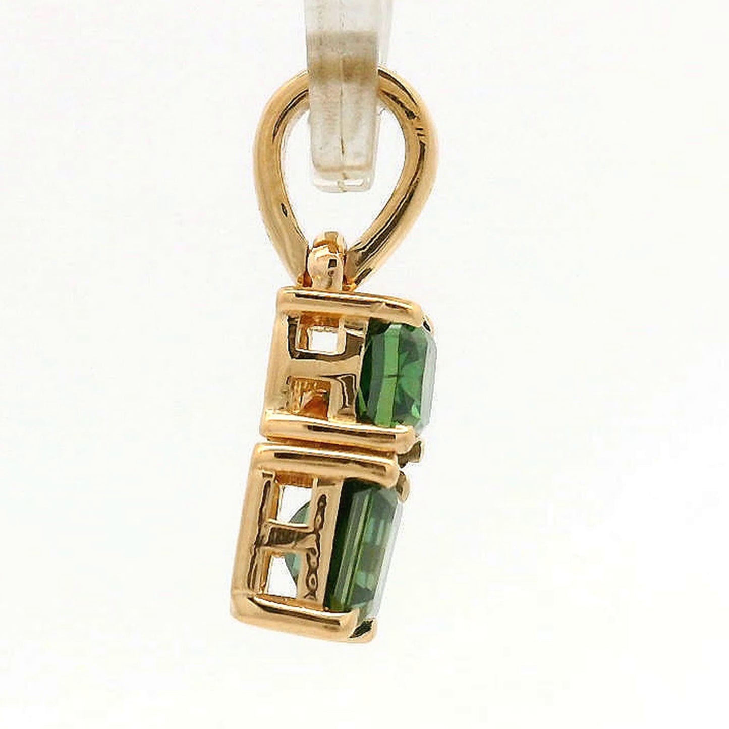 0.64 Ct Cushion Green Diamond 14K Gold Pendant